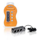 Прикуриватель-разветвитель на 3 гнезда + USB (черный)