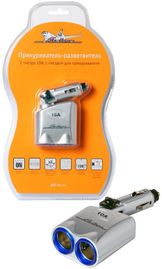 Прикуриватель-разветвитель 2 гнезда 10а, с гнездом для прикуривателя