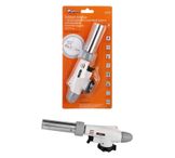 Горелка газовая с пьезоподжигом на цанговый баллон, анти-вспышка, регулятор воздуха, 20*6*4 см