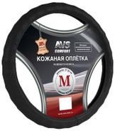 Оплетка на руль (нат. кожа) gl-296m-b (размер M, черный)