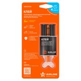 Клей эпоксидный, жидкий двухкомпонентный,шприц, прозрачный, 2*3 мл.