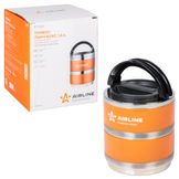 Термос ланч-бокс для еды с ручкой, нерж. сталь (304), 2 контейнера, 1,4 л., оранж./черн.