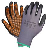 Перчатки нейлоновые с нитриловым покрытием ладони (М) сер./черн./оранж.