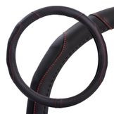 Оплетка на руль, искусст. кожа, рельефная, черная, бел. прошивка, 38 см/М