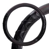 Оплетка на руль, искусст. кожа, с ПВХ рельефом, черная, 38 см/М