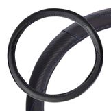 Оплетка на руль, искусст. кожа, текстура карбон, черная, син. прошивка, 38 см/М