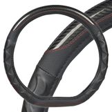 Оплетка на руль, экокожа, D-образная форма, рельеф, текстура карбон, черная, 38 см/М