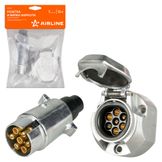 Розетка и вилка фаркопа 12В 7 контактов металл комплект ()