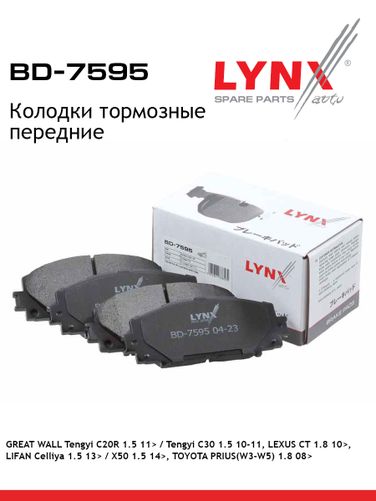 LYNXauto BD-7595 Колодки тормозные дисковые | перед прав/лев | - 2
