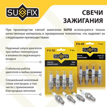 SUFIX FV-27 Свеча зажигания (Nickel) lada vesta/xray - 4