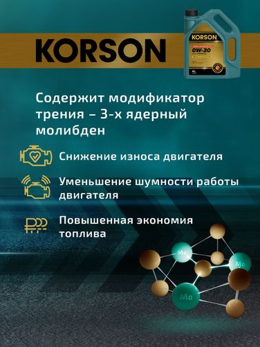 KORSON KS00232 0w-30 full synthetic FD C2 4л (синт. мотор. масло.) - 5