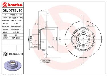 Brembo 08.9751.11 Диск тормозной UV Coated | зад | - 2