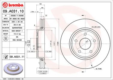 Brembo 09.A031.11 Диск тормозной UV Coated | перед | - 2