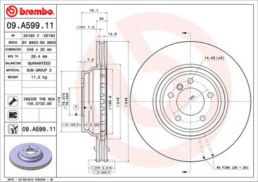 Brembo 09.A599.11 Диск тормозной UV Coated | перед | - 2