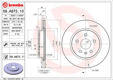 Brembo 09.A972.11 Диск тормозной UV Coated | зад | - 2