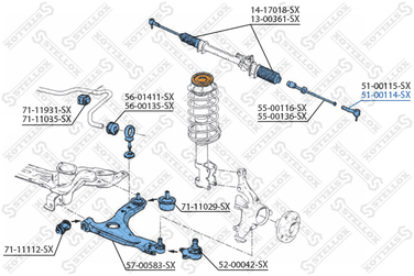 Stellox 51-00114-SX Наконечник рулевой правый VW Passat 88- - 2