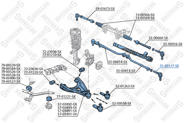 Stellox 51-00117-SX Наконечник рулевой Renault Espace <96 - 2