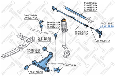 Stellox 51-00125-SX Наконечник рулевой правый Opel Astra <9 | перед | - 2