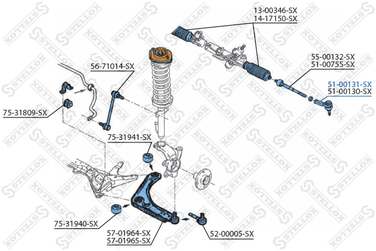 Stellox 51-00131-SX Наконечник рулевой левый Ford Escort/Or - 2