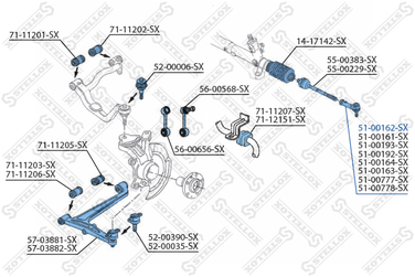 Stellox 51-00162-SX Наконечник рулевой левый <ch.70-M-096448 | перед | - 3