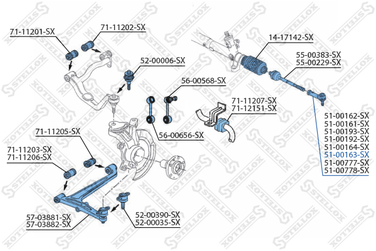 Stellox 51-00163-SX Наконечник рулевой правый 70s002792>  VW - 3