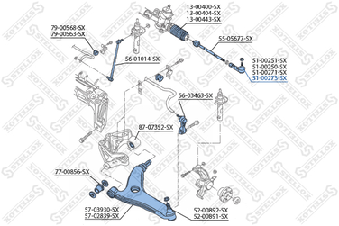 Stellox 51-00273-SX Наконечник рулевой левый с г/у VW Polo/ | перед | - 2