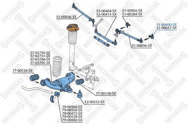 Stellox 51-00400-SX Наконечник рулевой наружный MB w124<95 | перед | - 2