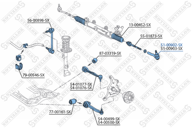 Stellox 51-00902-SX Наконечник рулевой левый MB w203/c209 a - 2