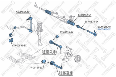 Stellox 51-00903-SX Наконечник рулевой правый MB w203/c209 | перед | - 2
