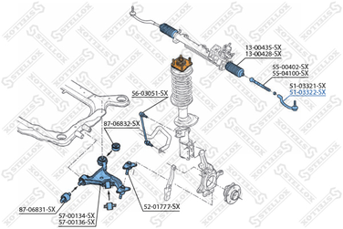 Stellox 51-03322-SX Наконечник рулевой правый Volvo s60/v70 - 2