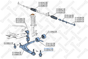 Stellox 52-00021-SX Шар. опора наружн. л.+п. BMW E30 82-94 | зад | - 2