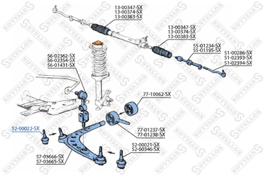 Stellox 52-00022-SX Шар. опора внутр. л.+п. BMW e30/e36 <00 | перед | - 2