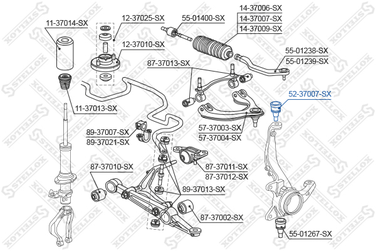 Stellox 52-37007-SX Шар. опора верхн. л.+п. Honda Accord 92 | перед прав/лев | - 2