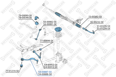 Stellox 54-00887-SX Рычаг л.+с/б алюм. BMW E39 2.0-2.8/2.0d- | перед лев | - 2