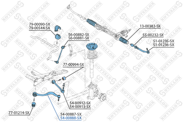 Stellox 54-00888-SX Рычаг п.+с/б алюм. BMW E39 2.0-2.8/2.0d- | перед прав | - 2