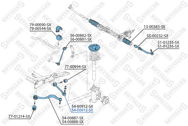 Stellox 54-00913-SX Рычаг п. алюм. BMW E39 2.0i-2.8i/2.0D-3. | перед прав | - 2