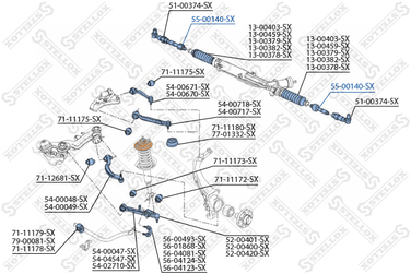 Stellox 55-00140-SX Тяга рул. л.+п. Audi a4-a8 94>, VW Pass | перед прав/лев | - 2