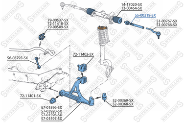 Stellox 55-00219-SX Тяга рул. л.+п. Peugeot 405 all 87-97 | перед прав/лев | - 2