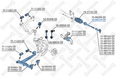 Stellox 55-00229-SX Тяга рул. л.+п. VW T4 2.0-2.8/1.9d-2.5t | перед прав/лев | - 2