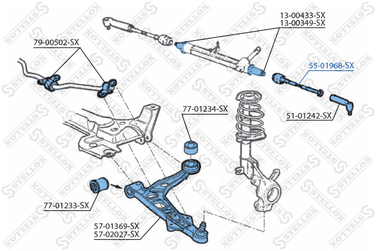 Stellox 55-01968-SX Тяга рулевая л.+п. Fiat Punto 1.2/1.8/1 | перед | - 2