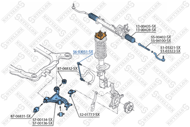 Stellox 56-03051-SX Тяга стаб. пер. Volvo s60/v70 all 00>/s | перед прав/лев | - 2