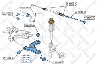Stellox 57-01010-SX Рычаг л. с г/у Ford Fiesta/Puma 98-01 | перед лев | - 2