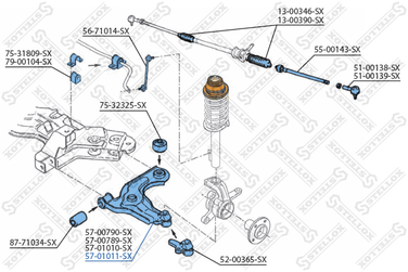 Stellox 57-01011-SX Рычаг п. с г/у Ford Fiesta/Puma 98-01 | перед прав | - 2
