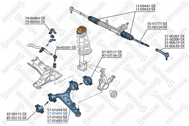 Stellox 57-01695-SX Рычаг п. Fiat Bravo 1.2-1.9d <01 | перед прав | - 2