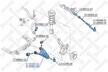 Stellox 57-05060-SX Рычаг нижн. л. Dacia Logan all 04> | перед лев | - 2