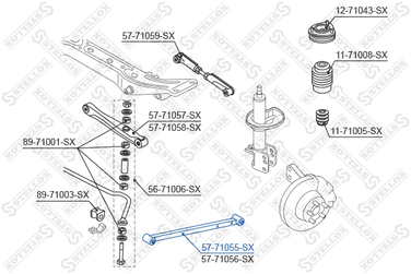 Stellox 57-71055-SX Рычаг зад. подв. продольн. л.  Mazda 626 | лев | - 2