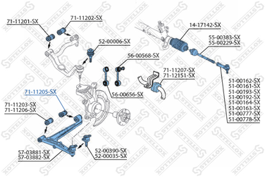 Stellox 71-11205-SX С/б нижн. рычага зад. VW T4 90> | перед | - 2