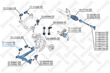 Stellox 71-11206-SX С/б нижн. рычага пер. VW T4 all 91> | перед | - 2
