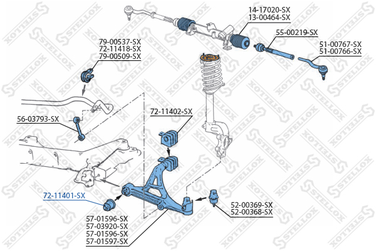 Stellox 72-11401-SX С/б рычага пер.  Peugeot 405 1.4-1.9td 8 | перед | - 2