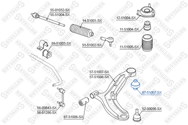 Stellox 87-51007-SX С/б рычага зад. Hyundai Accent all 99> | перед прав | - 1